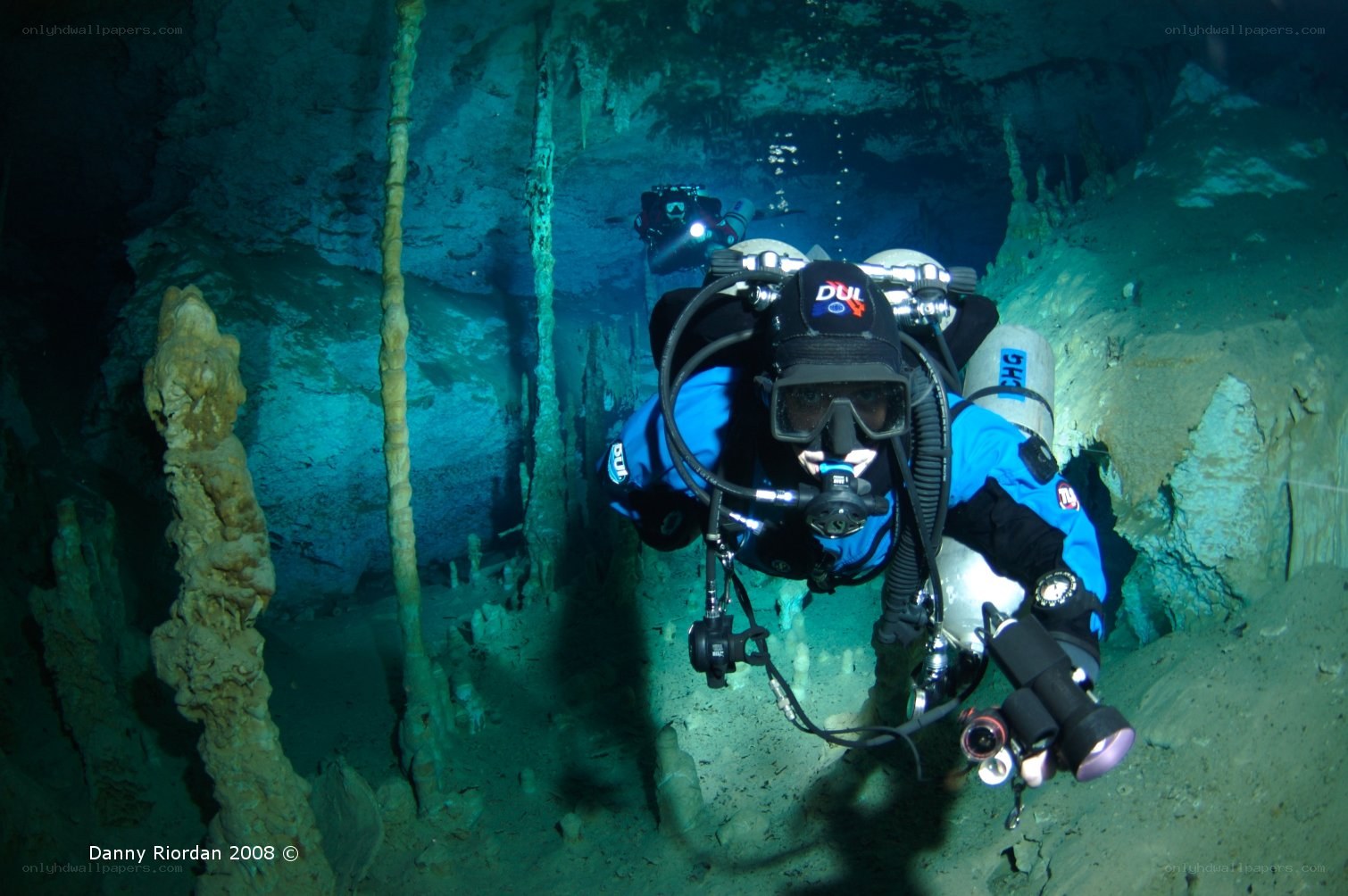 Scuba diver in underwater cave