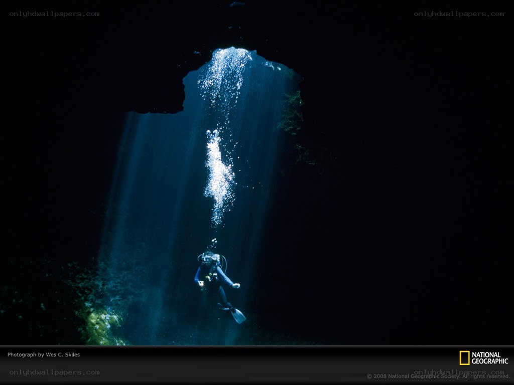 Scuba diver in underwater cave