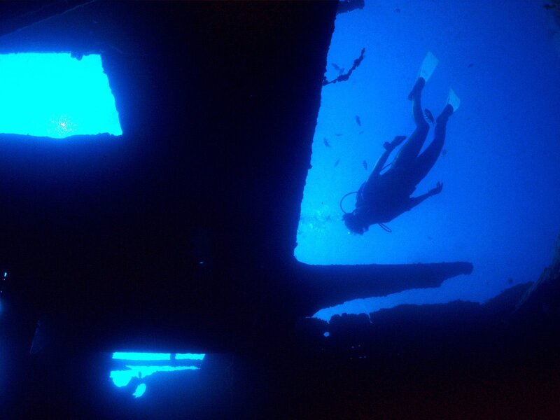 Scuba Diver in Wreck