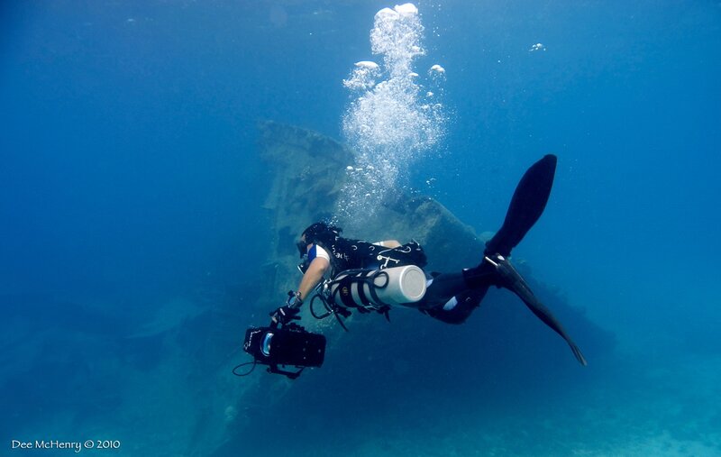 Scuba Diver Underwater — Blue, Calm