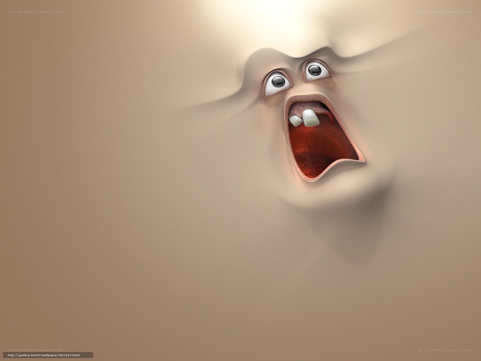 sculpted face with open mouth
