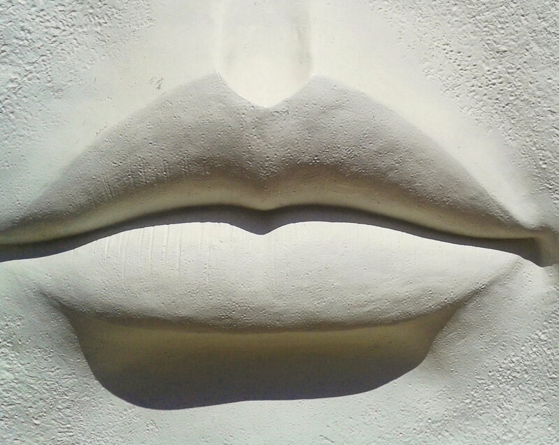 Sculpted Lips on Wall