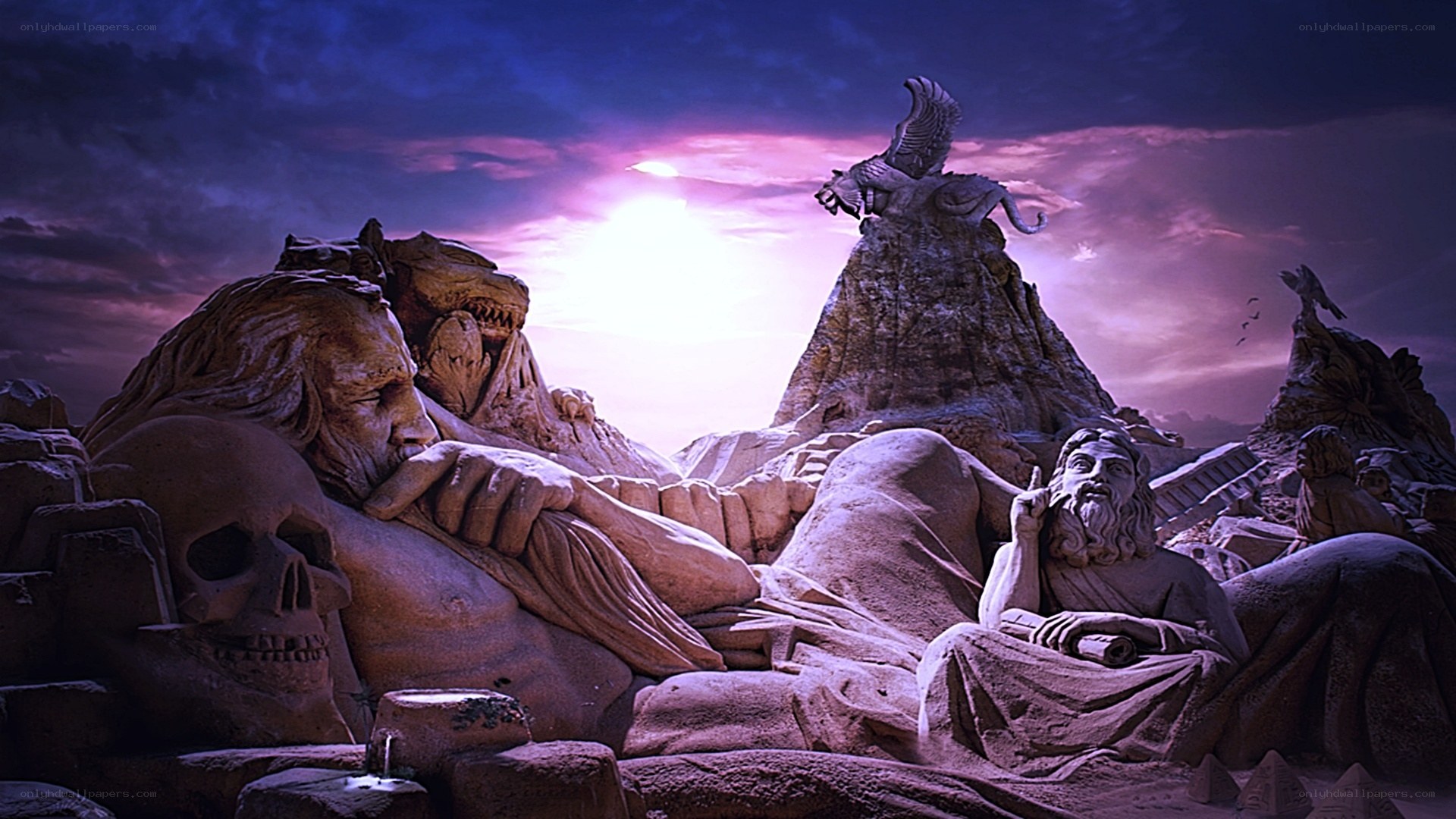 Sculpted sand art scene