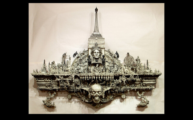 Sculptural cityscape with Eiffel Tower