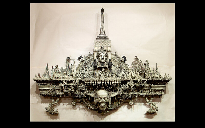 Sculptural cityscape with Eiffel Tower