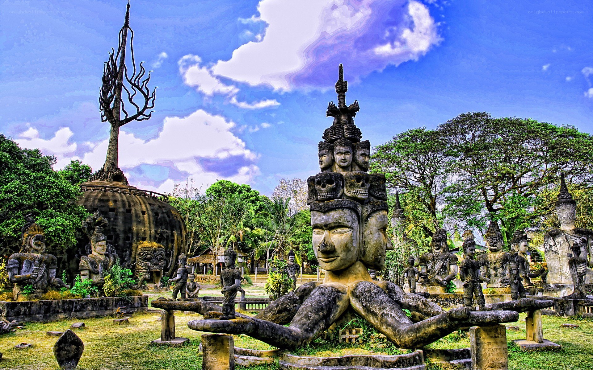 Sculpture garden with Buddhist statues