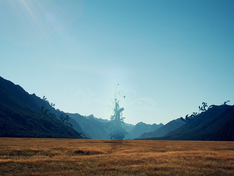 Sculpture in a mountain valley