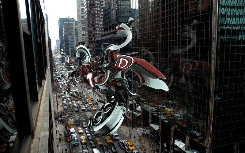 Sculpture in city street