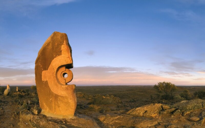 Sculpture in Desert Landscape — Blue