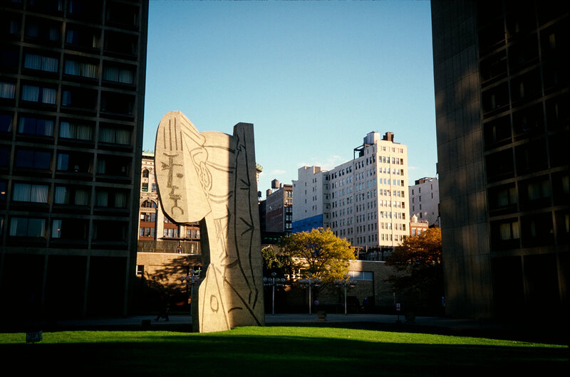 Sculpture in urban park