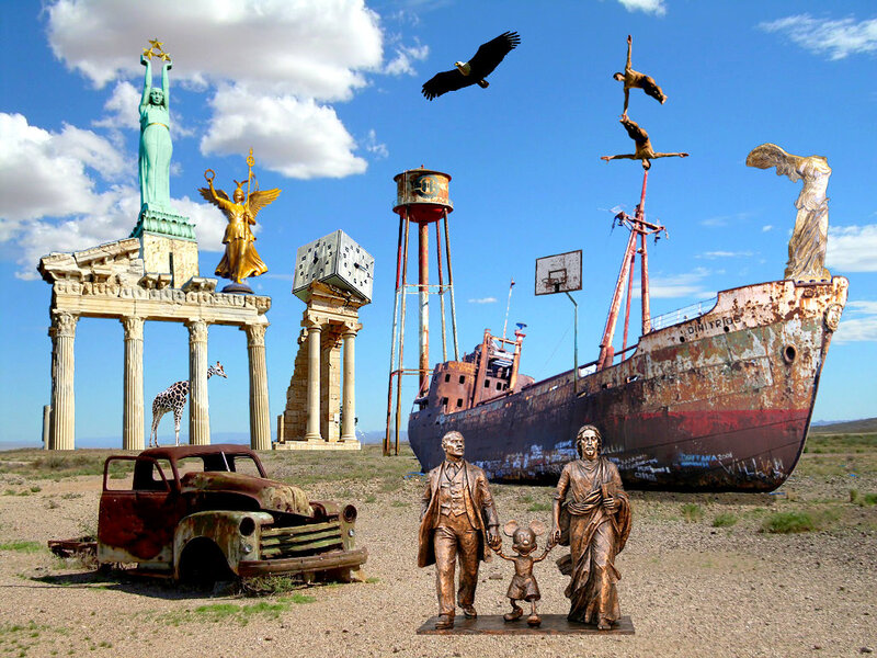 Sculpture Installation in Desert