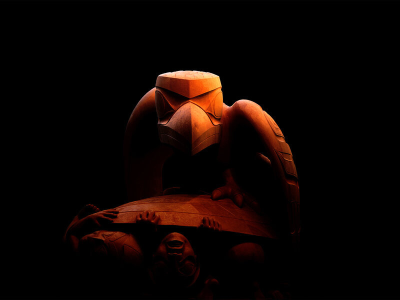 Sculpture of Eagle and Human Figure