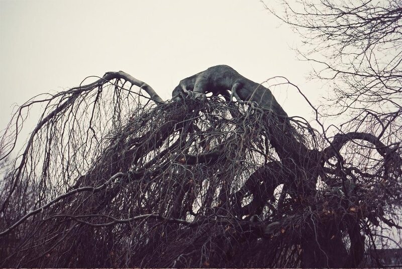 Sculpture on a tree branch