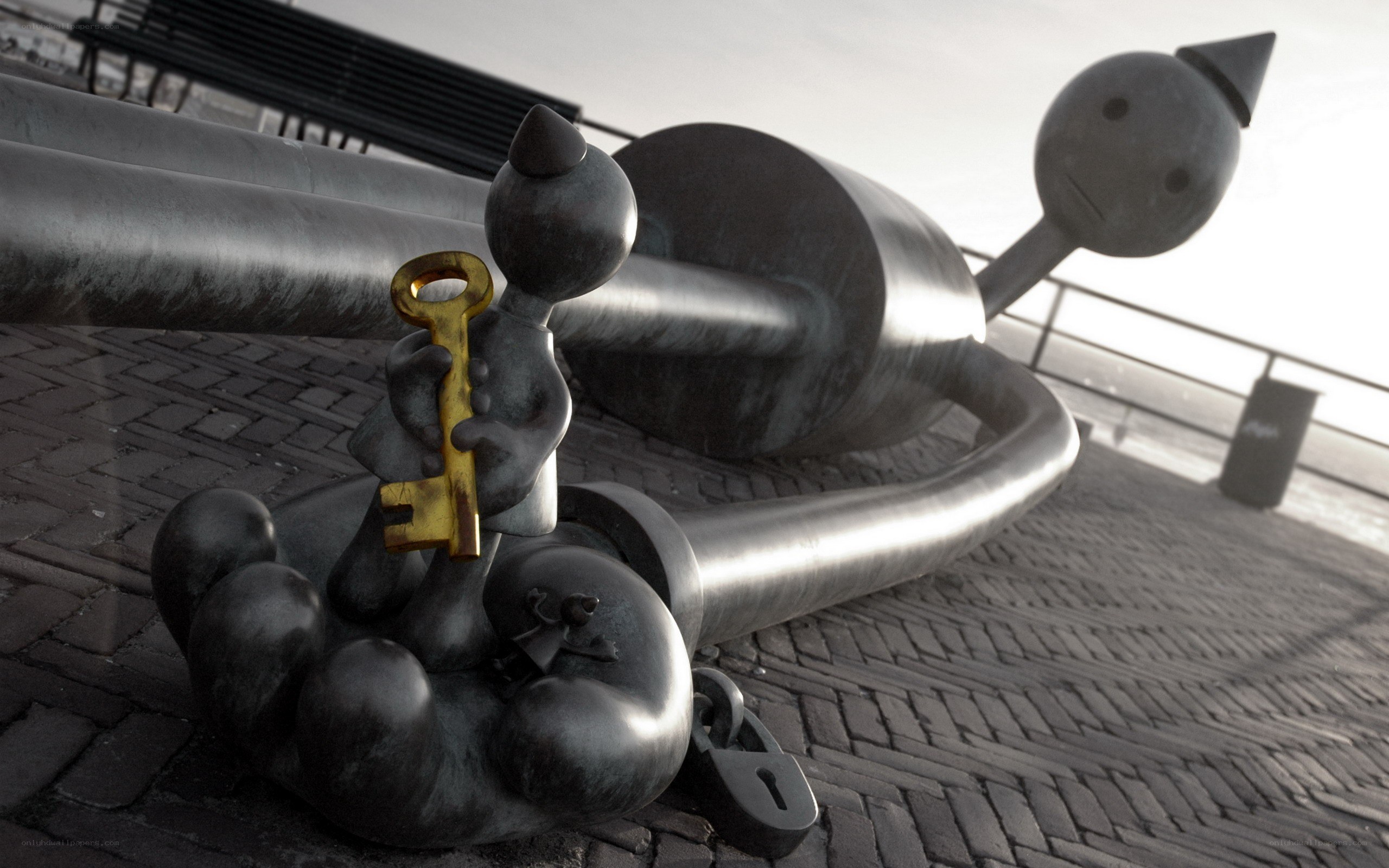 Sculpture with golden key