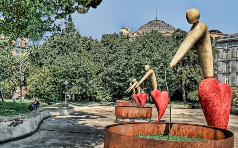 Sculpture with Red Hearts