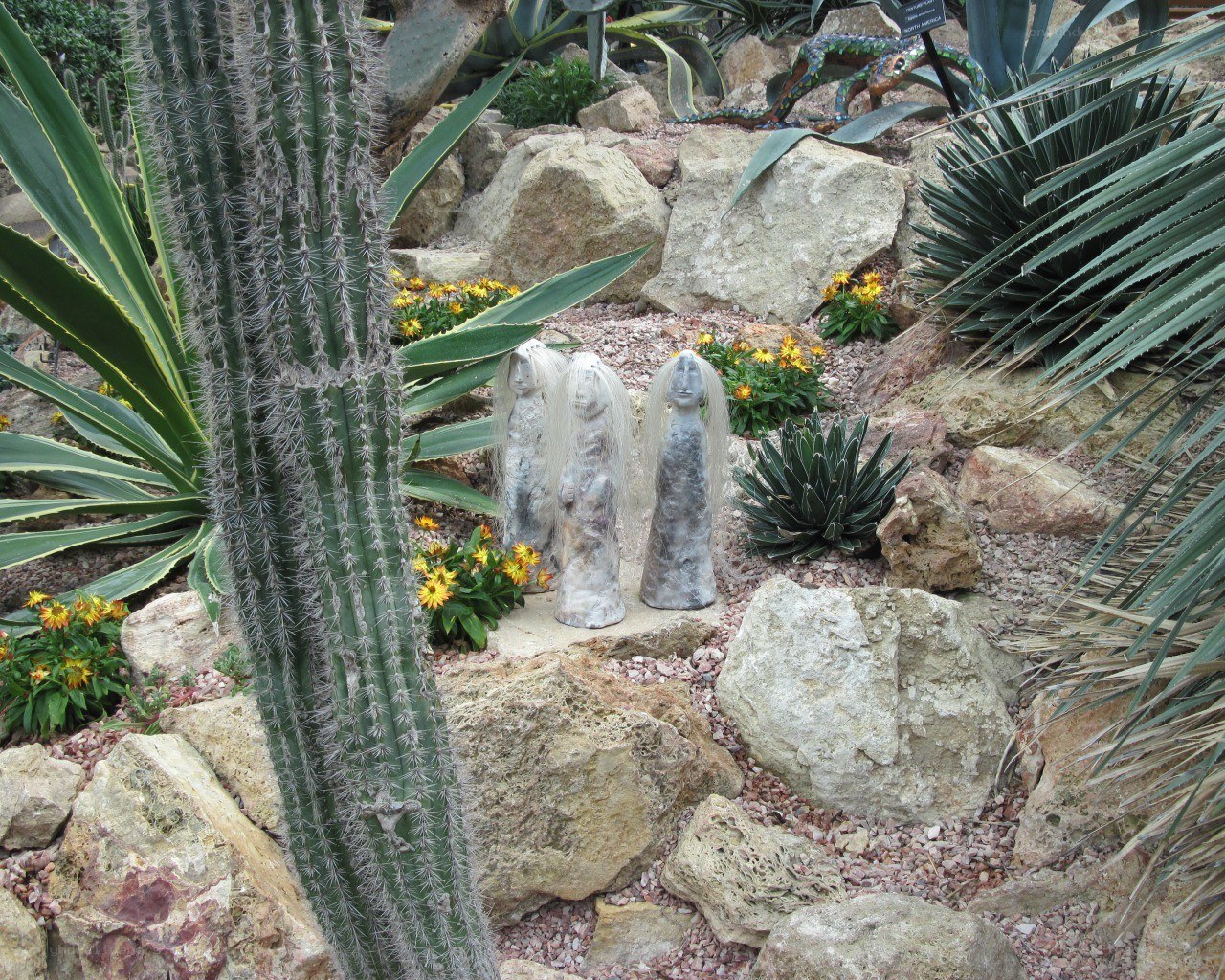 Sculptures in a desert garden