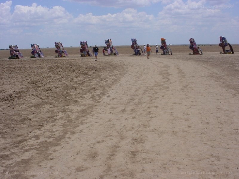 Sculptures in a desert landscape