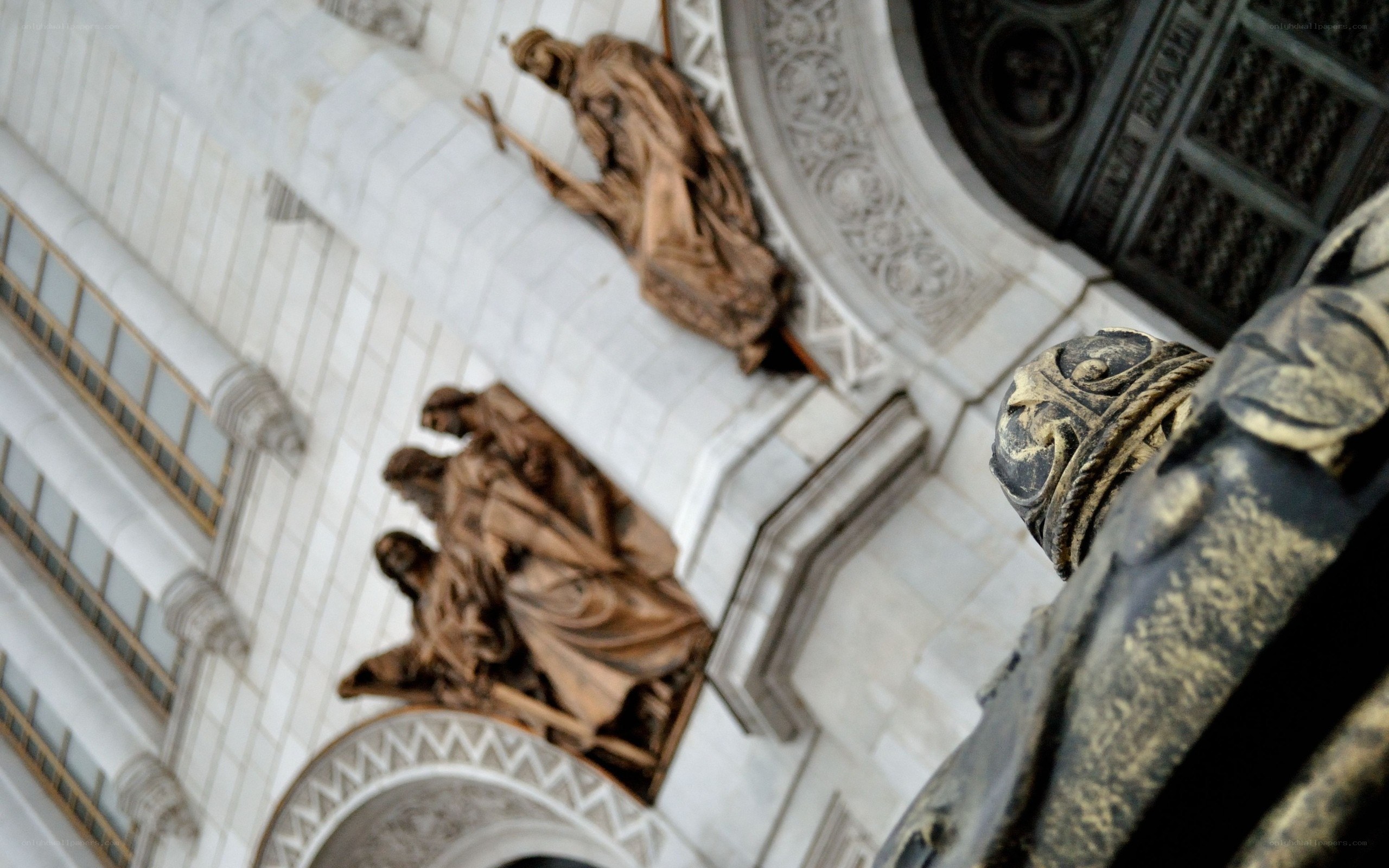 sculptures on a building facade
