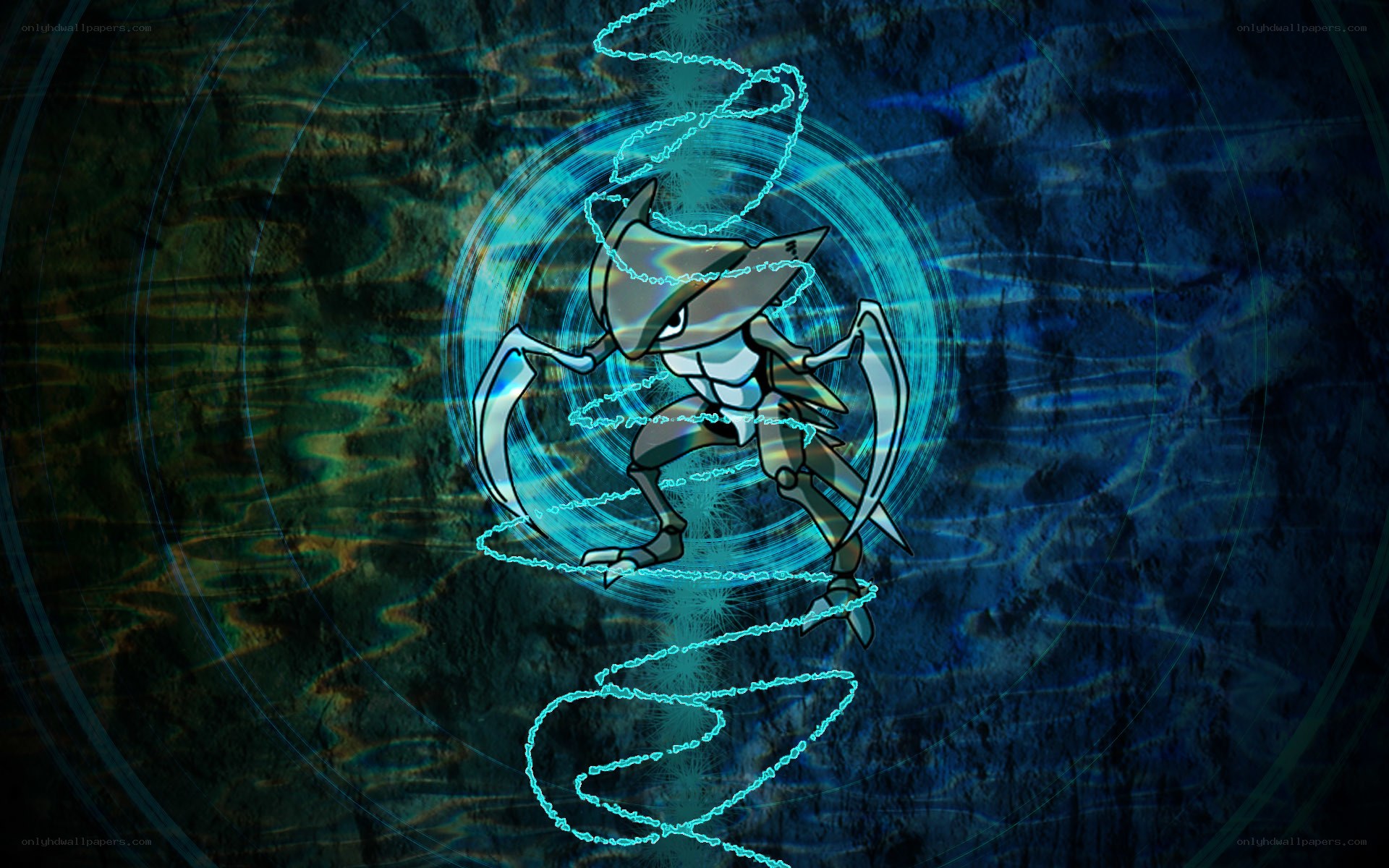 Scyther in a blue aura