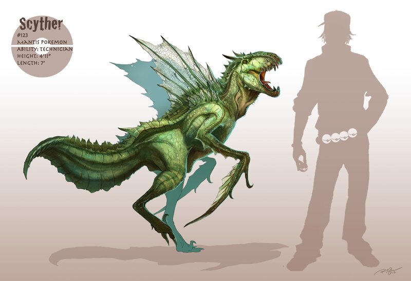 Scyther Pokémon concept art