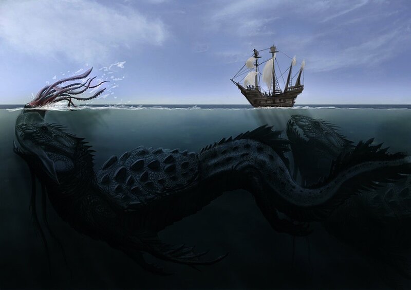 Sea Monster Attacking Ship