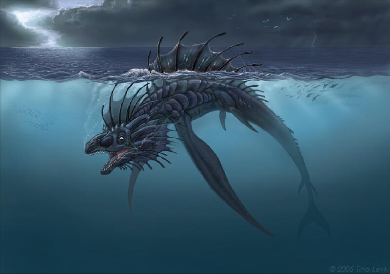 Sea monster in stormy ocean
