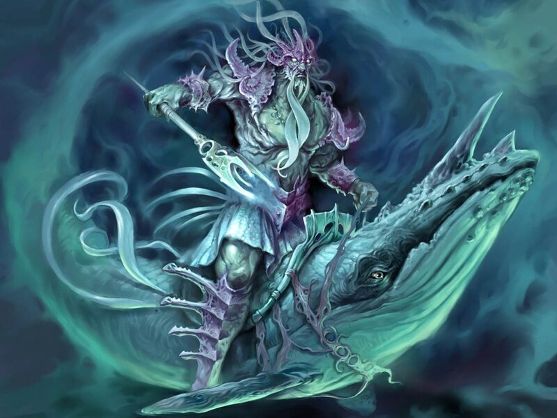 Sea Monster Riding Whale — Green