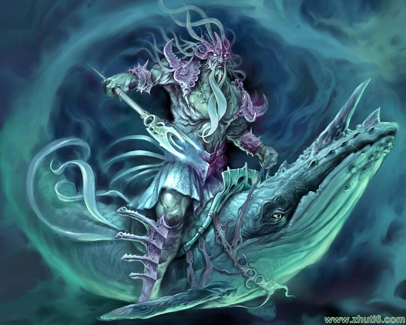 Sea Monster Riding Whale