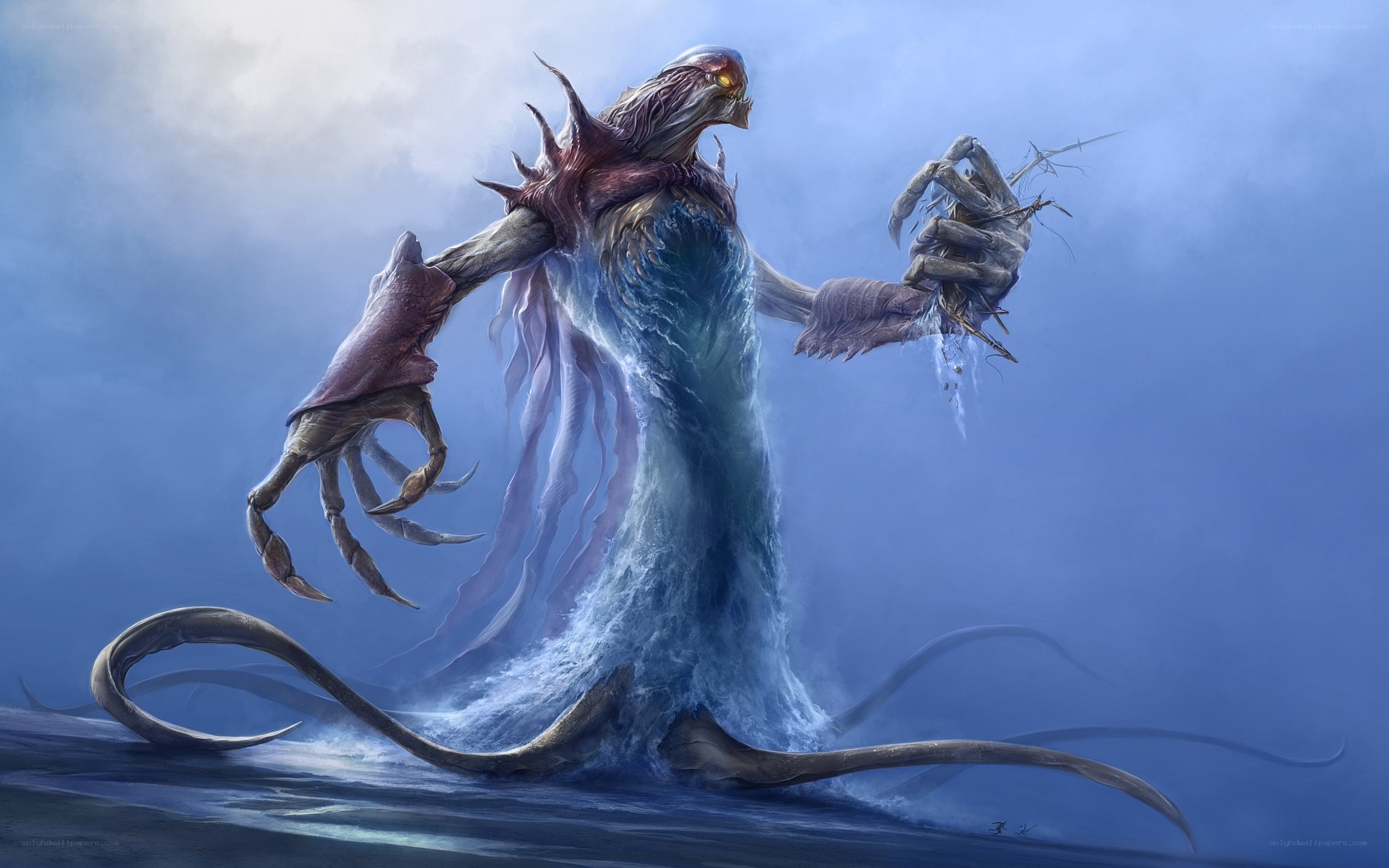 sea monster rising from water