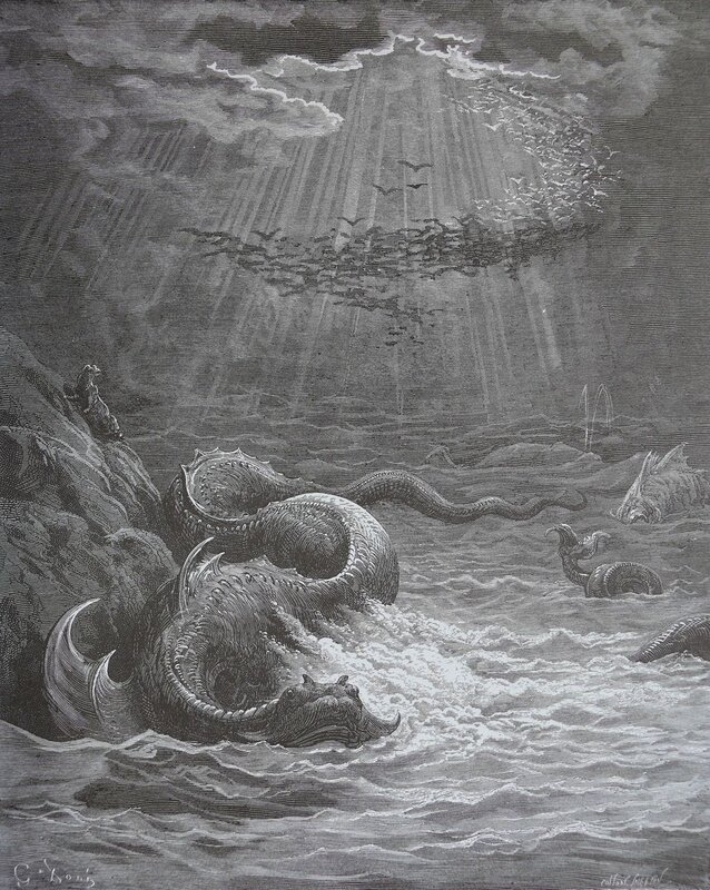 Sea monsters in stormy waters