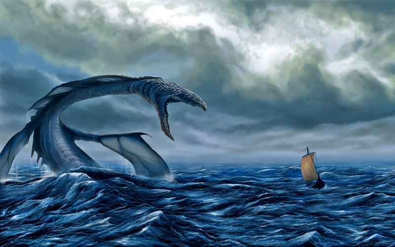 Sea Serpent Attacking Ship