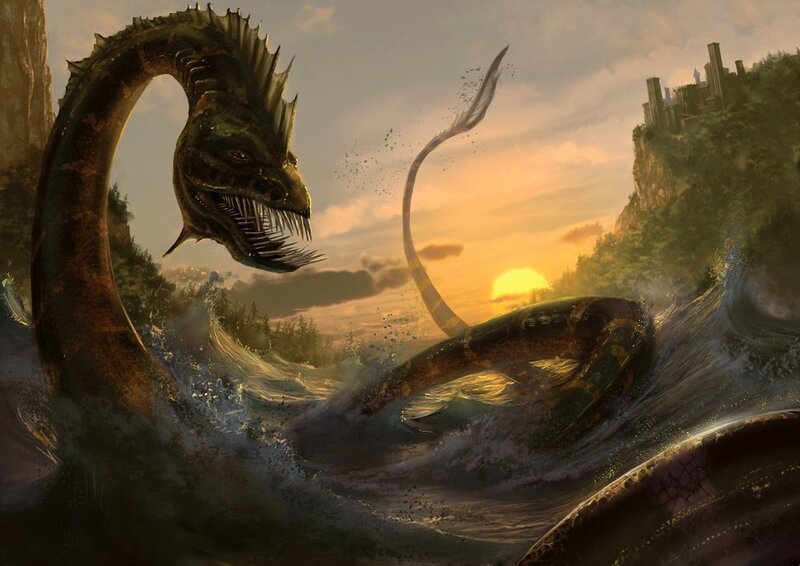 Sea Serpent in Waves
