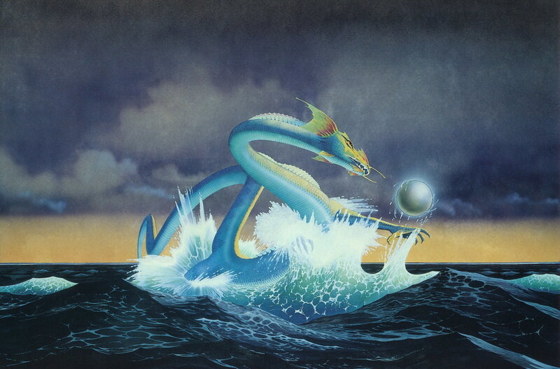 Sea serpent with glowing orb