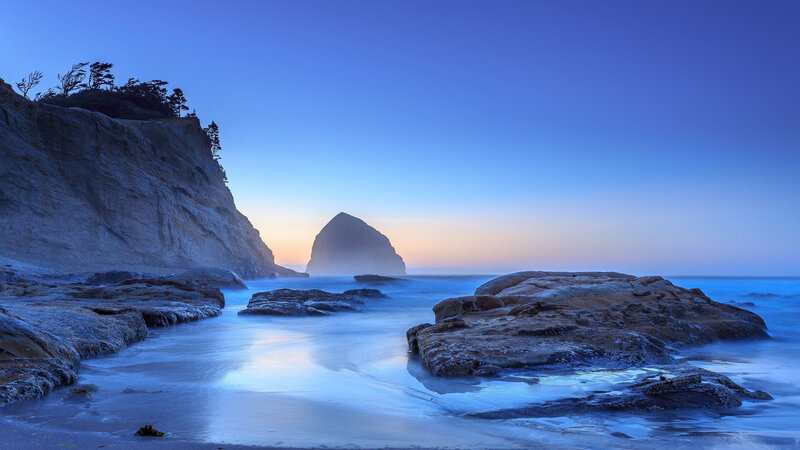 Sea Stack at Sunset — Blue