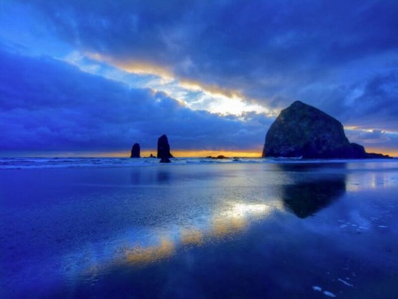 Sea Stacks at Sunset — Blue