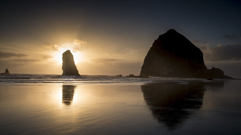 Sea Stacks at Sunset — Gold