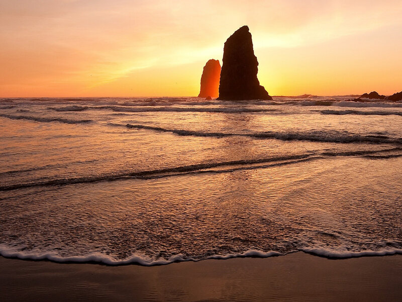 Sea Stacks at Sunset — Orange