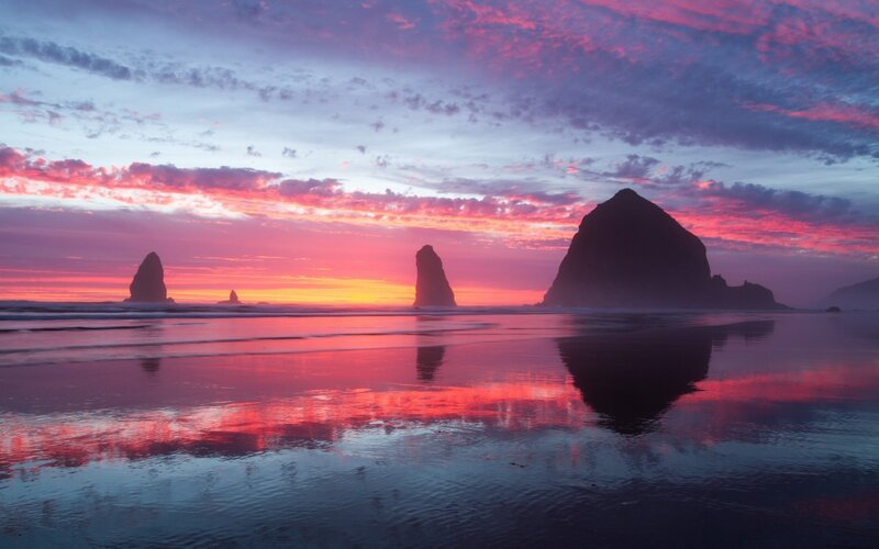 Sea Stacks at Sunset — Pink