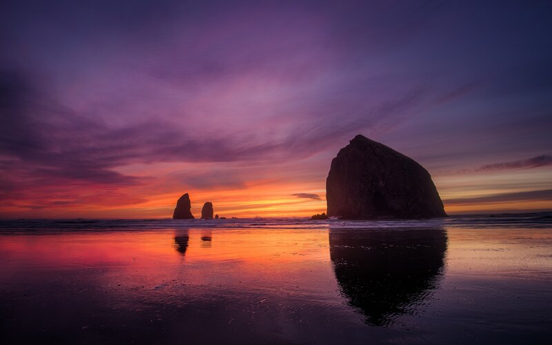 Sea Stacks at Sunset — Purple