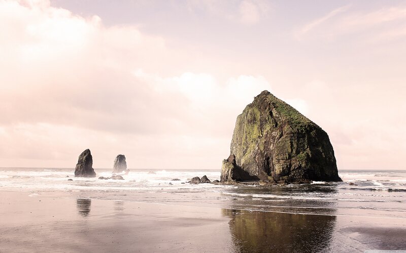 Sea Stacks on Beach — Pink