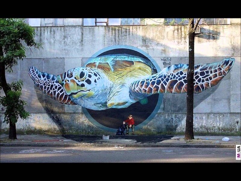 Sea Turtle Mural — Blue
