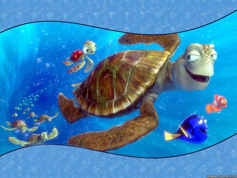 Sea Turtle Swimming — Blue, Playful