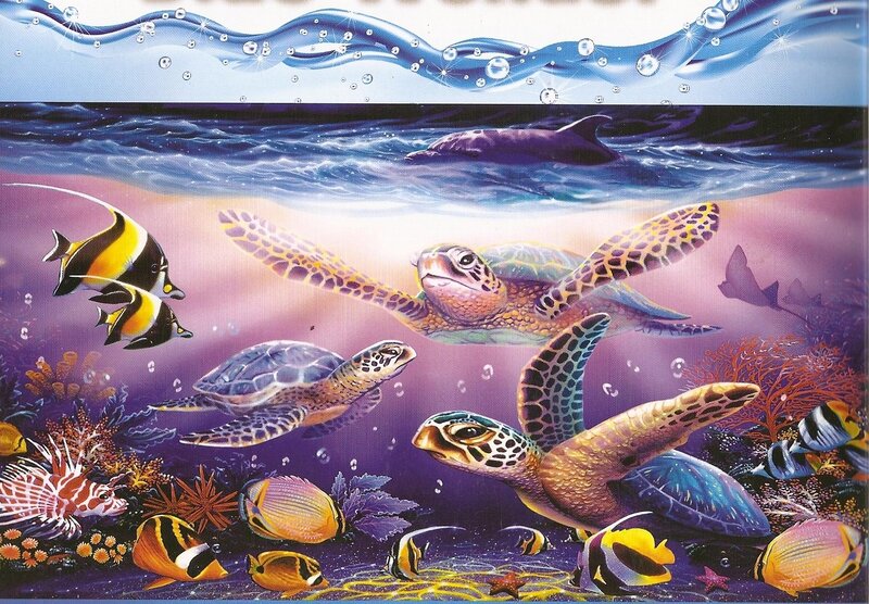 Sea Turtles in Coral Reef — Purple