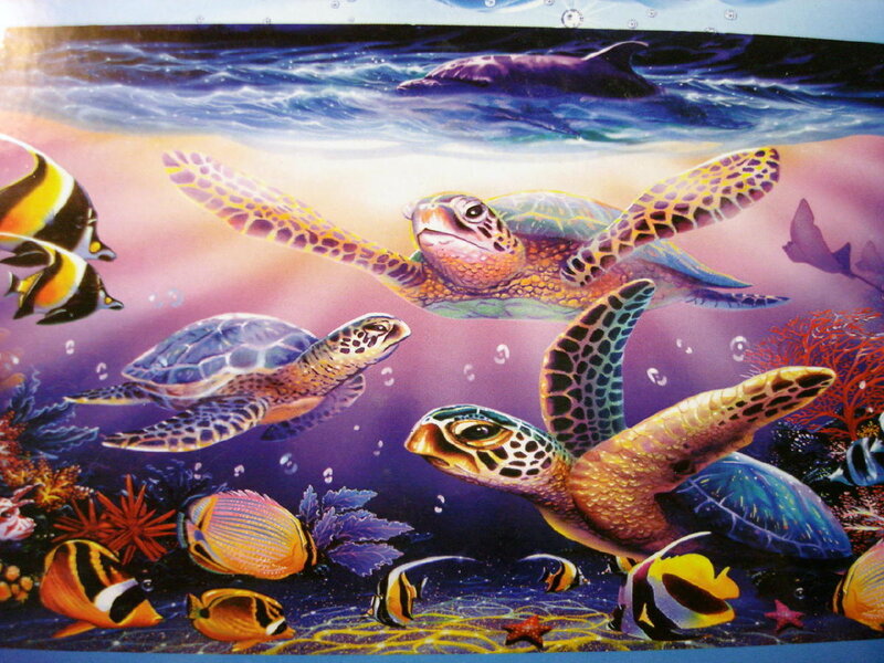 Sea Turtles Swimming — Purple