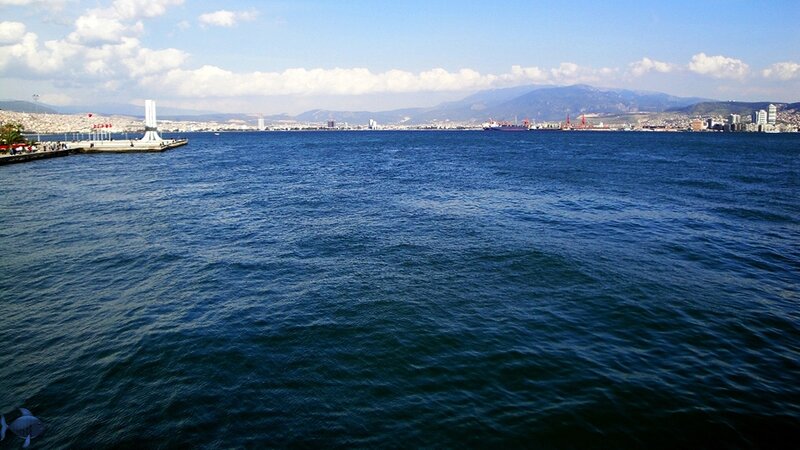 Sea with City Skyline