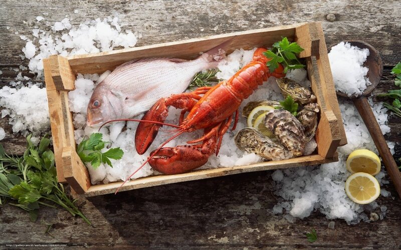 Seafood in Wooden Box