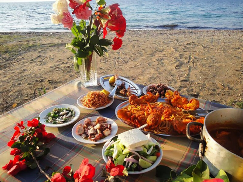 Seafood Picnic on Beach