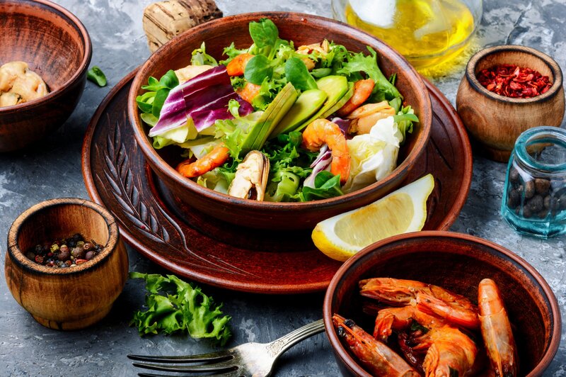 Seafood Salad in Bowl
