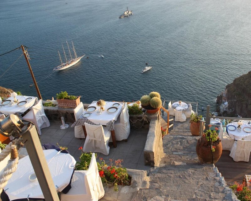 Seafront restaurant with boats