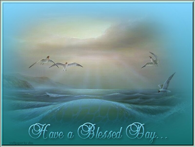 Seagulls Flying over Ocean — Blue, Serene, Sunrise